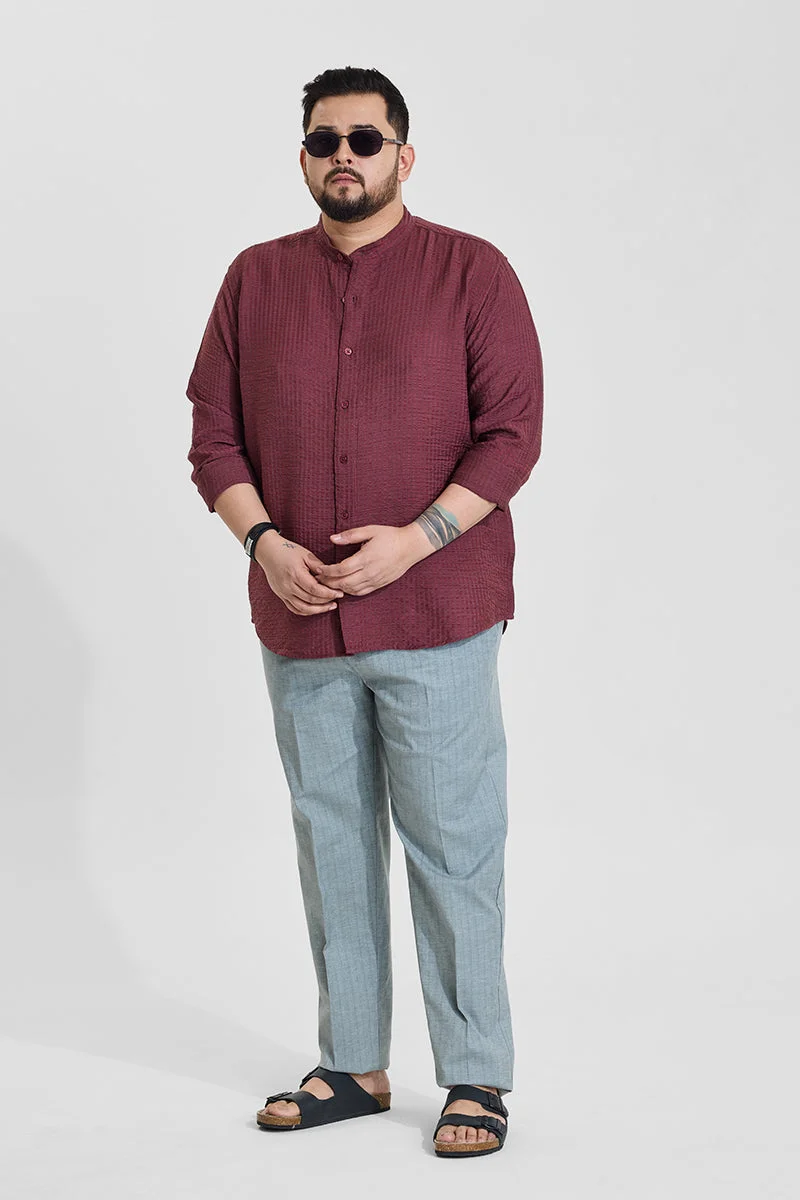 Snitch Maroon Maroon Textured Regular Fit Plus Size Shirt for Men | Best Price UAE